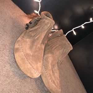tan suede moccasins